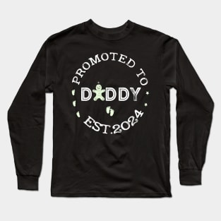 Promoted To Daddy Est. 2024 Vintage Tee New Dad First Daddy Long Sleeve T-Shirt